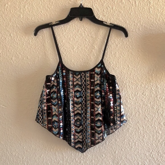 RUE21 COLORFUL SEQUINS BOHO PRINT TANK TOP/EUC - Picture 5 of 14